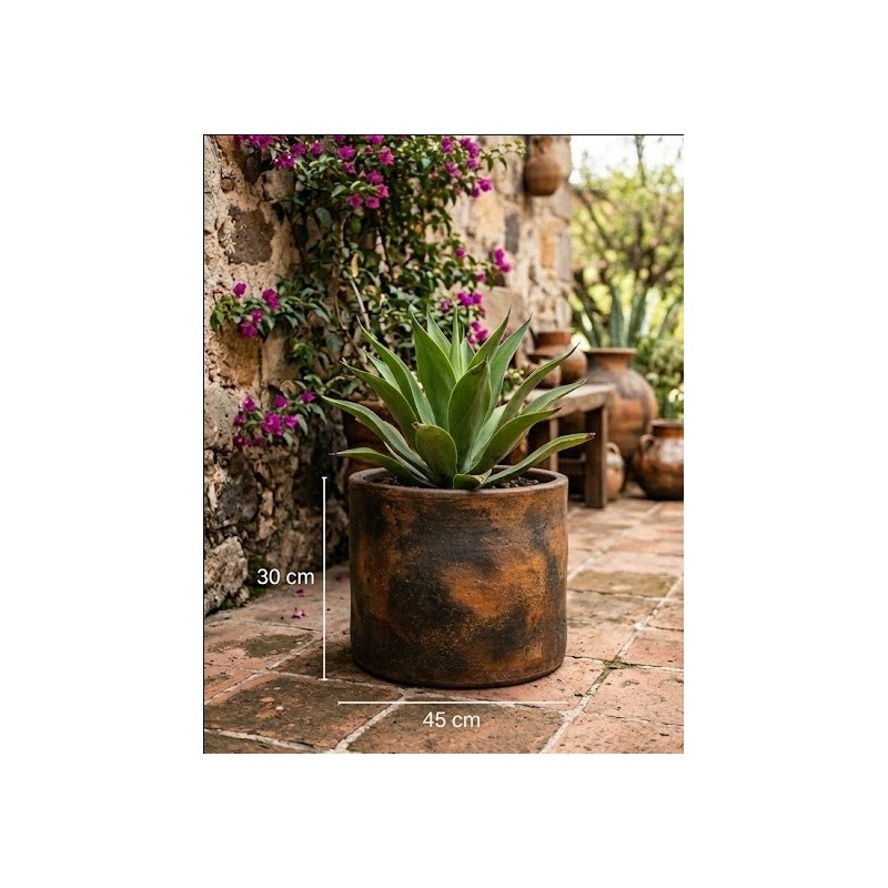 Maceta cilindrica de barro cocucho 30 x 45 cm